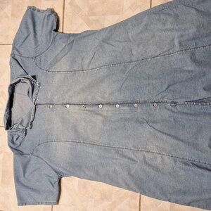 Y women's Eric Jay solid blue short sleeve plus size dungaree dress 5X